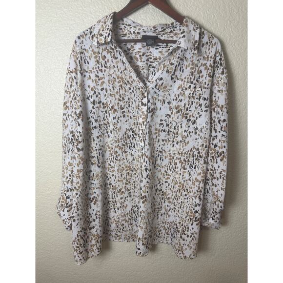 Set of 2 Maggie Barnes Catherines Popover Roll Tab Sleeve Blouse 4X 30W 32W - Picture 11 of 12